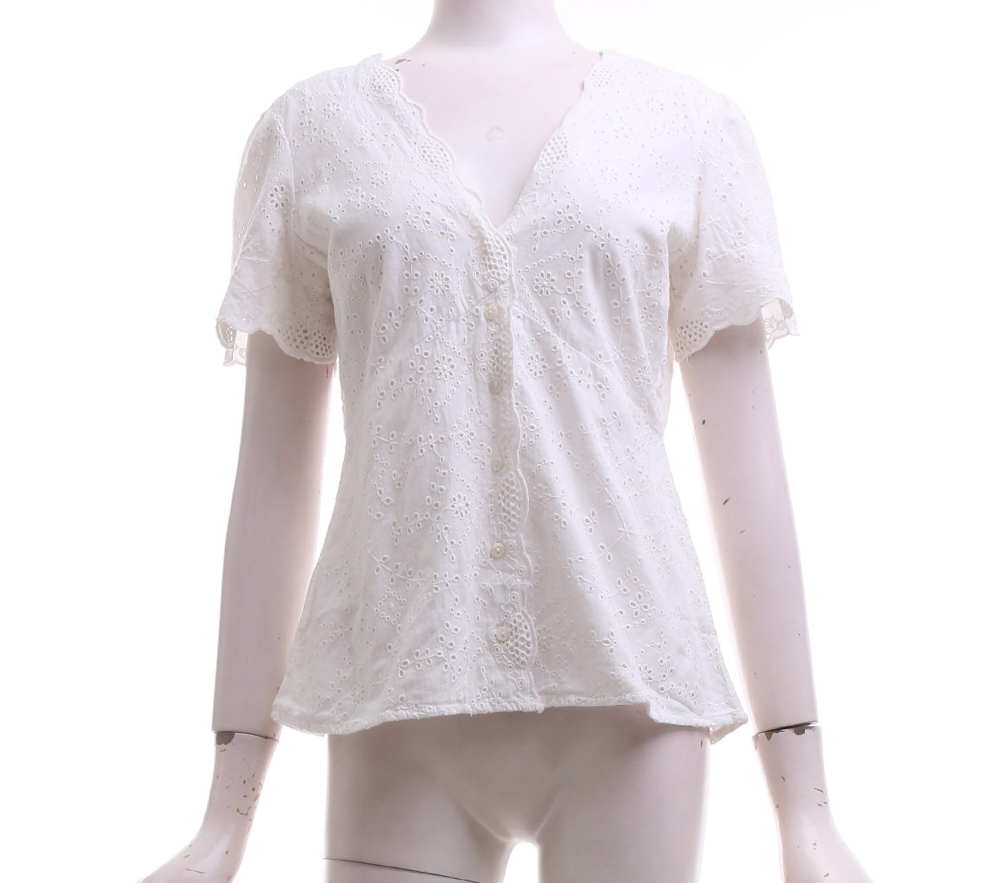 Mango White Perforated Blouse