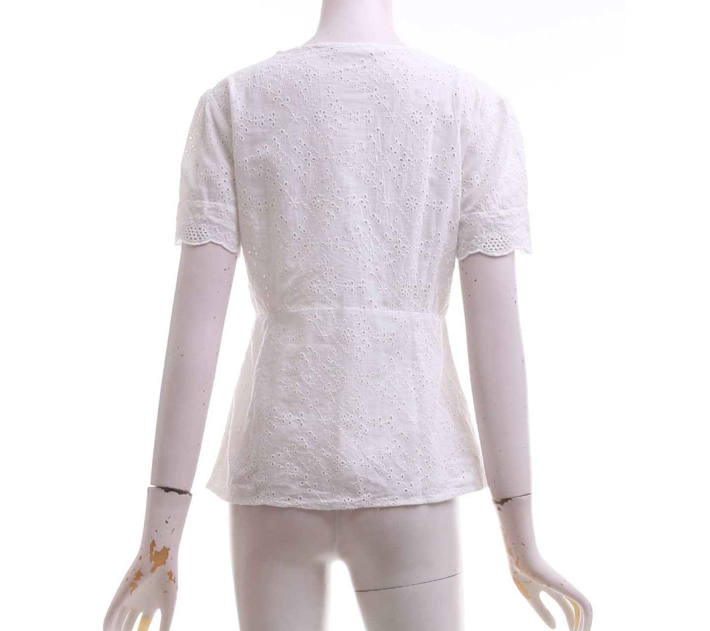 Mango White Perforated Blouse