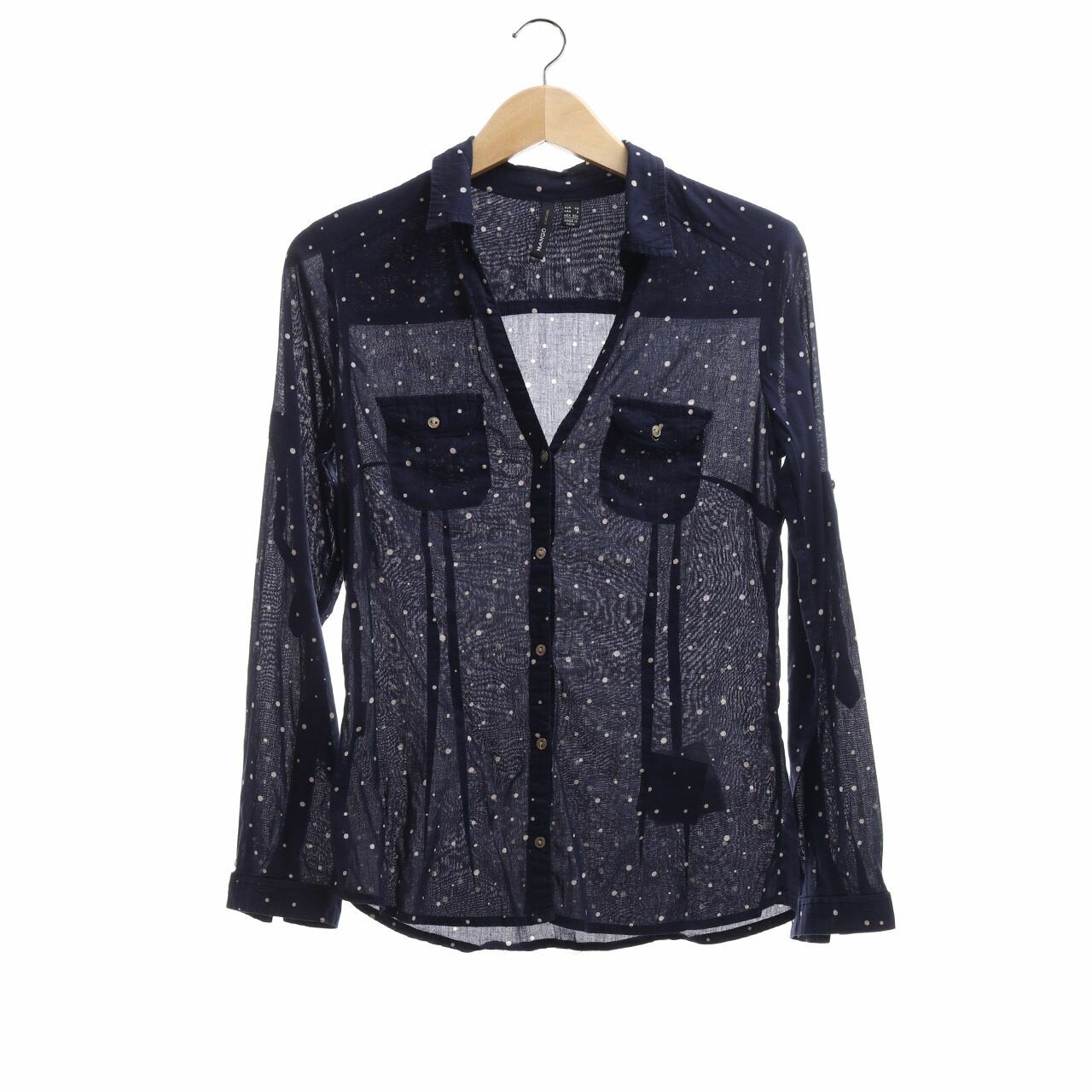 Mango Navy Polkadots Shirt