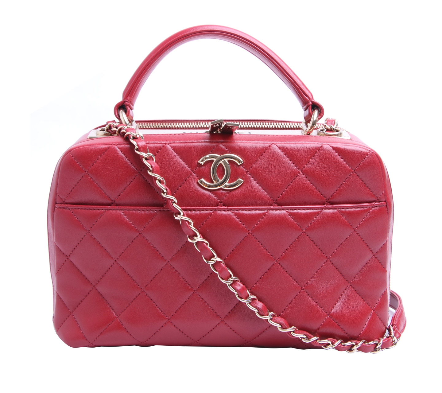 Chanel Red Bowling Satchel Bag