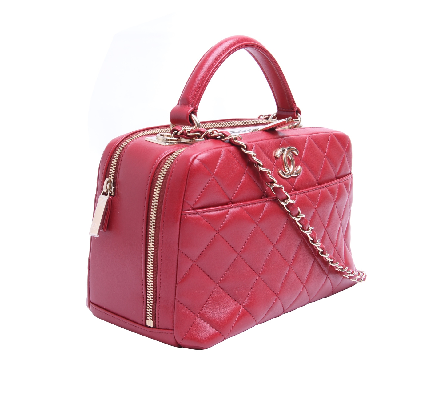 Chanel Red Bowling Satchel Bag