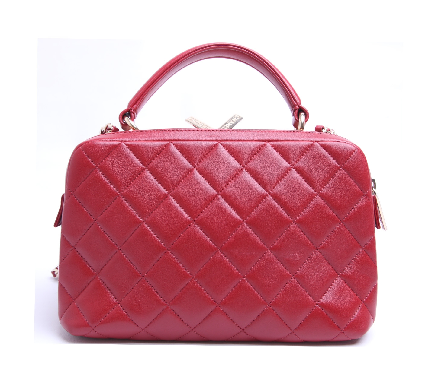 Chanel Red Bowling Satchel Bag