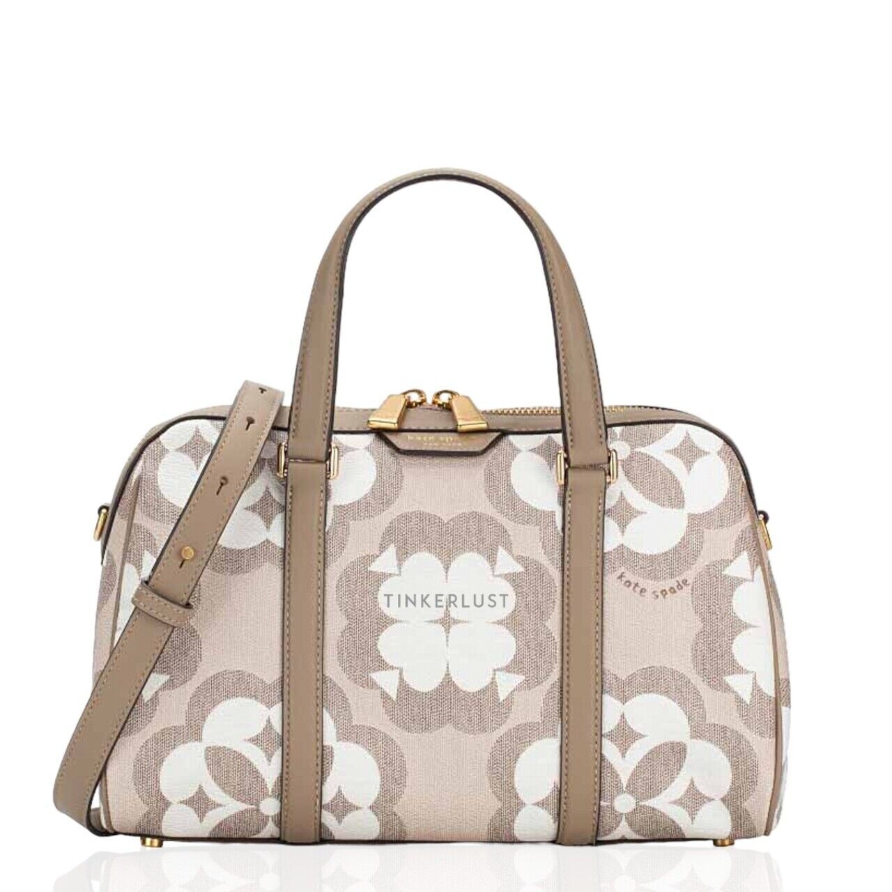 Kate Spade Spade Flower Monogram Eleanor Medium Satchel Natural Multi