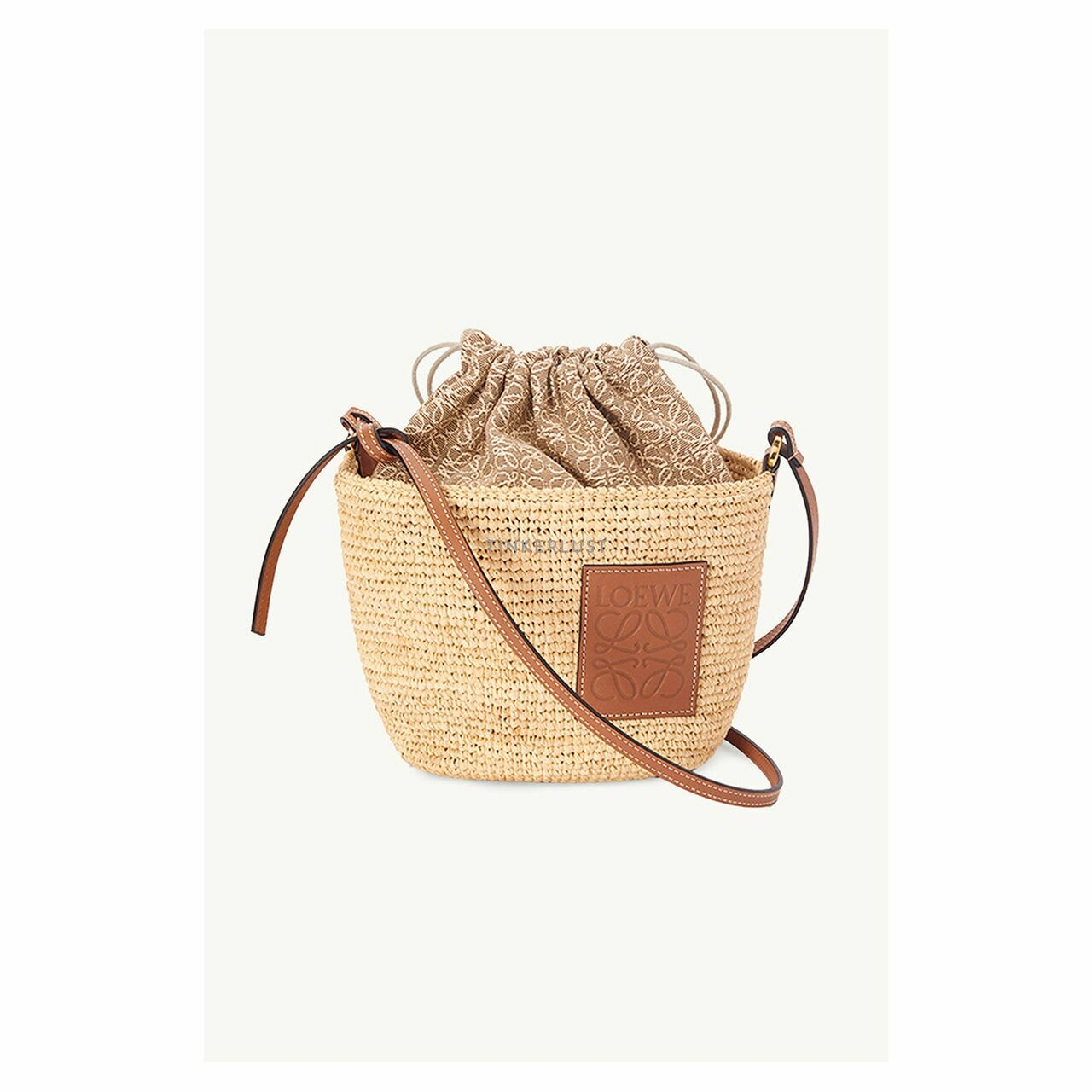 Loewe Anagram Pochette Basket Bag in Natural/Tan Calfskin Sling Bag