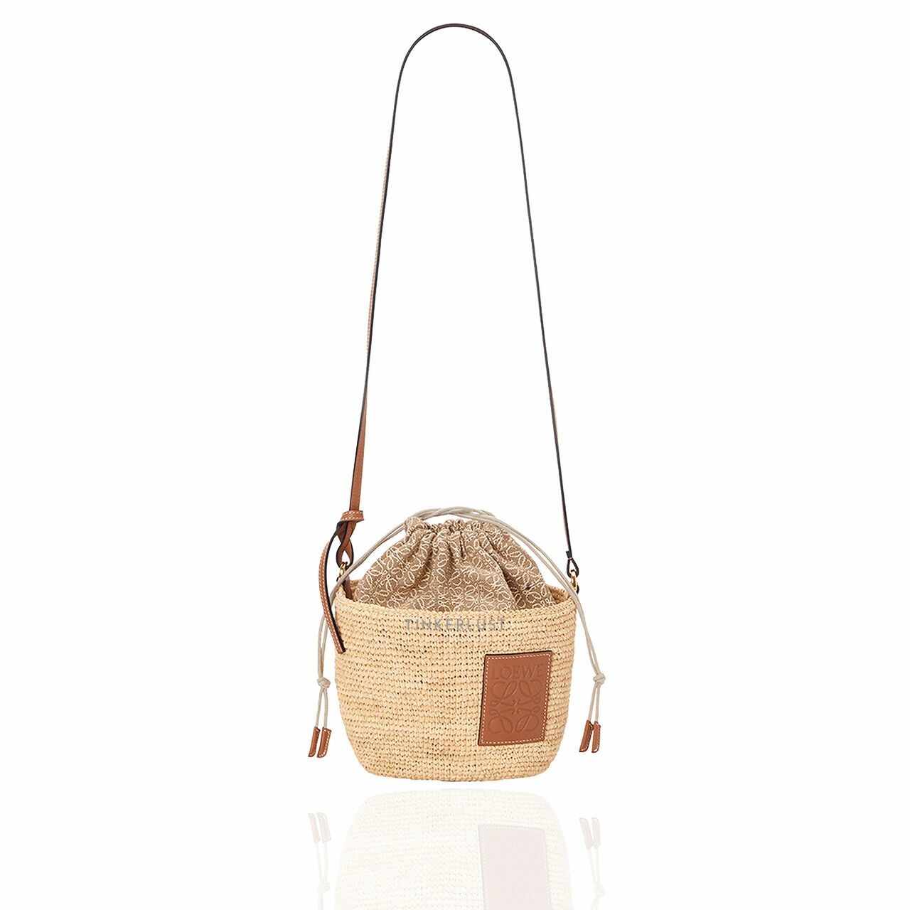 Loewe Anagram Pochette Basket Bag in Natural/Tan Calfskin Sling Bag