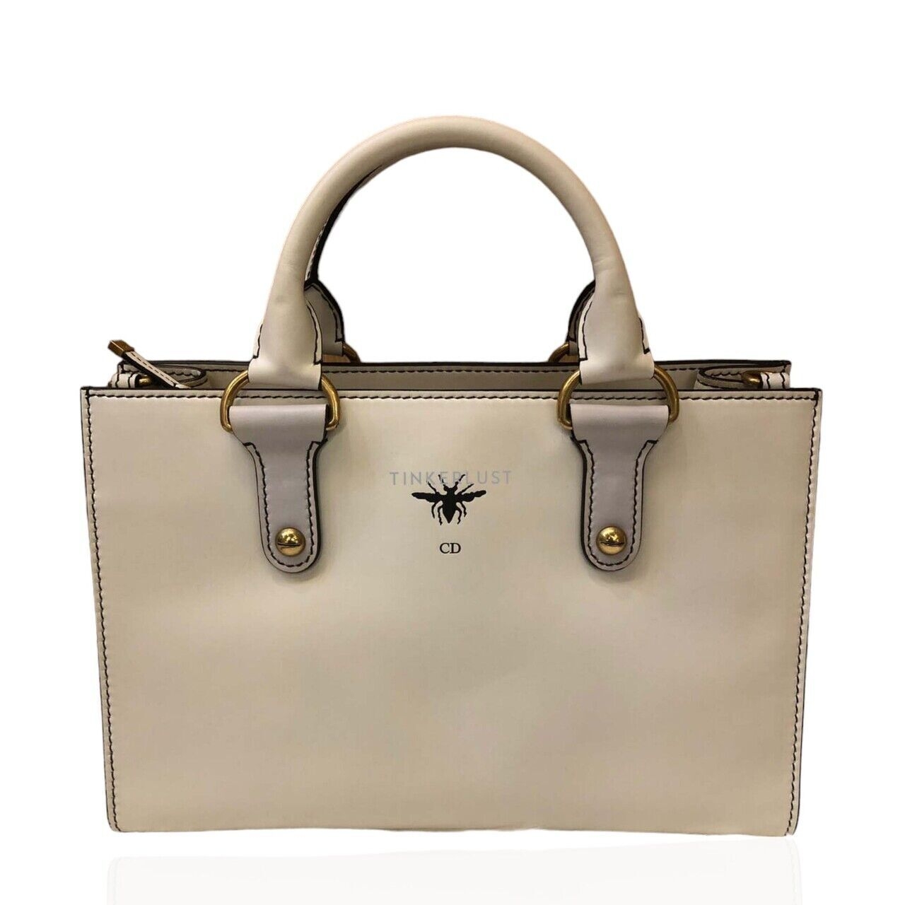 Christian Dior D-Bee White Smooth Leather 2017 Satchel