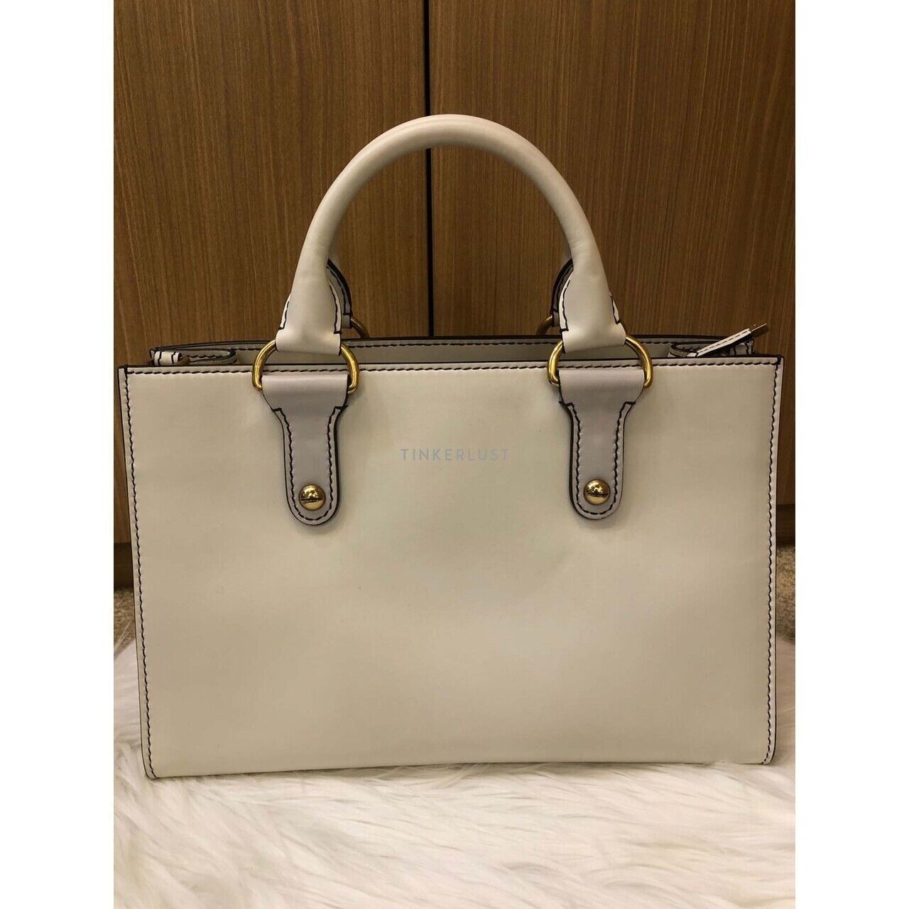 Christian Dior D-Bee White Smooth Leather 2017 Satchel