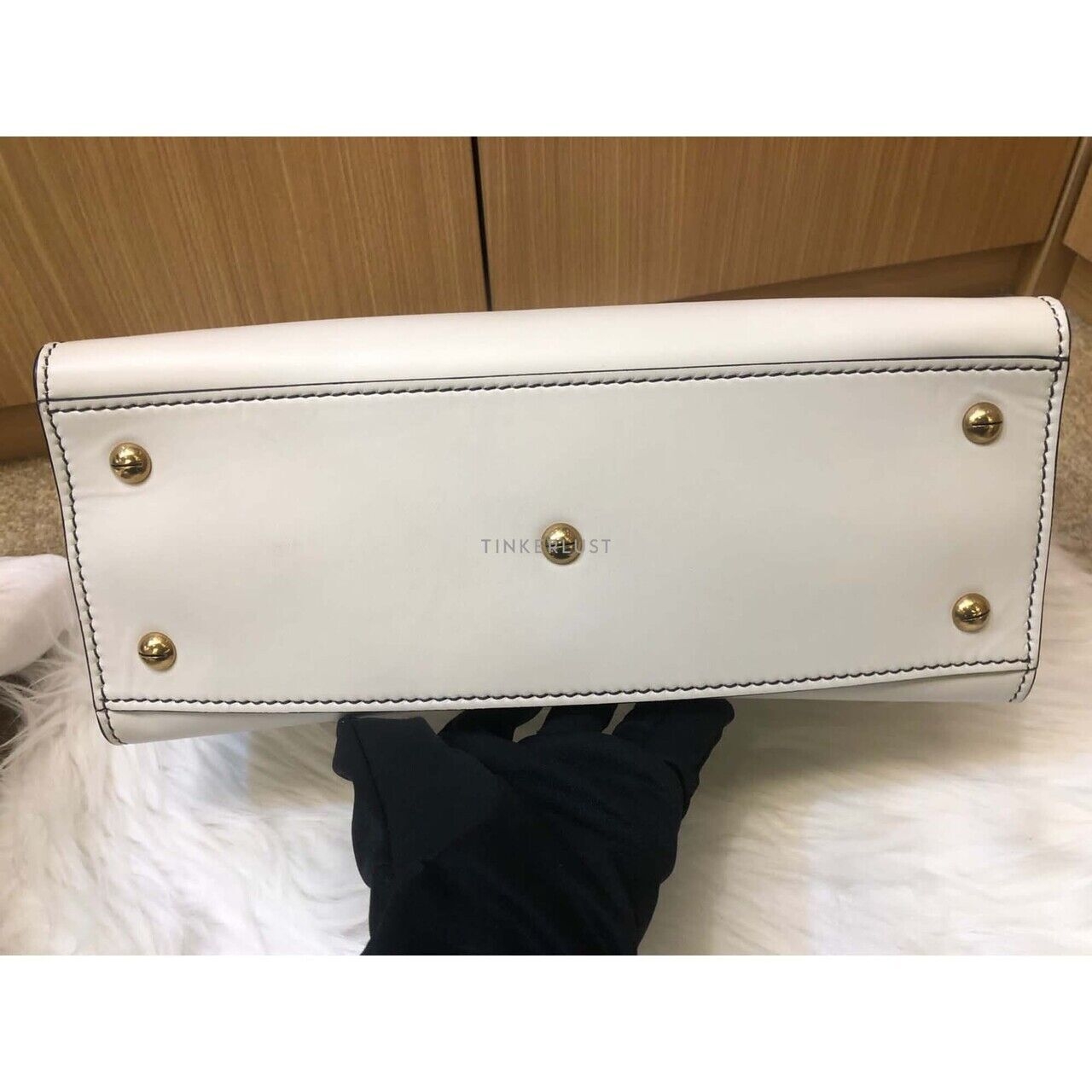 Christian Dior D-Bee White Smooth Leather 2017 Satchel