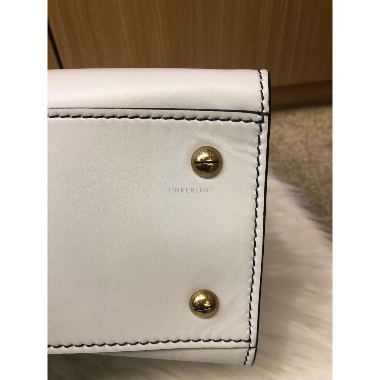 Christian Dior D-Bee White Smooth Leather 2017 Satchel