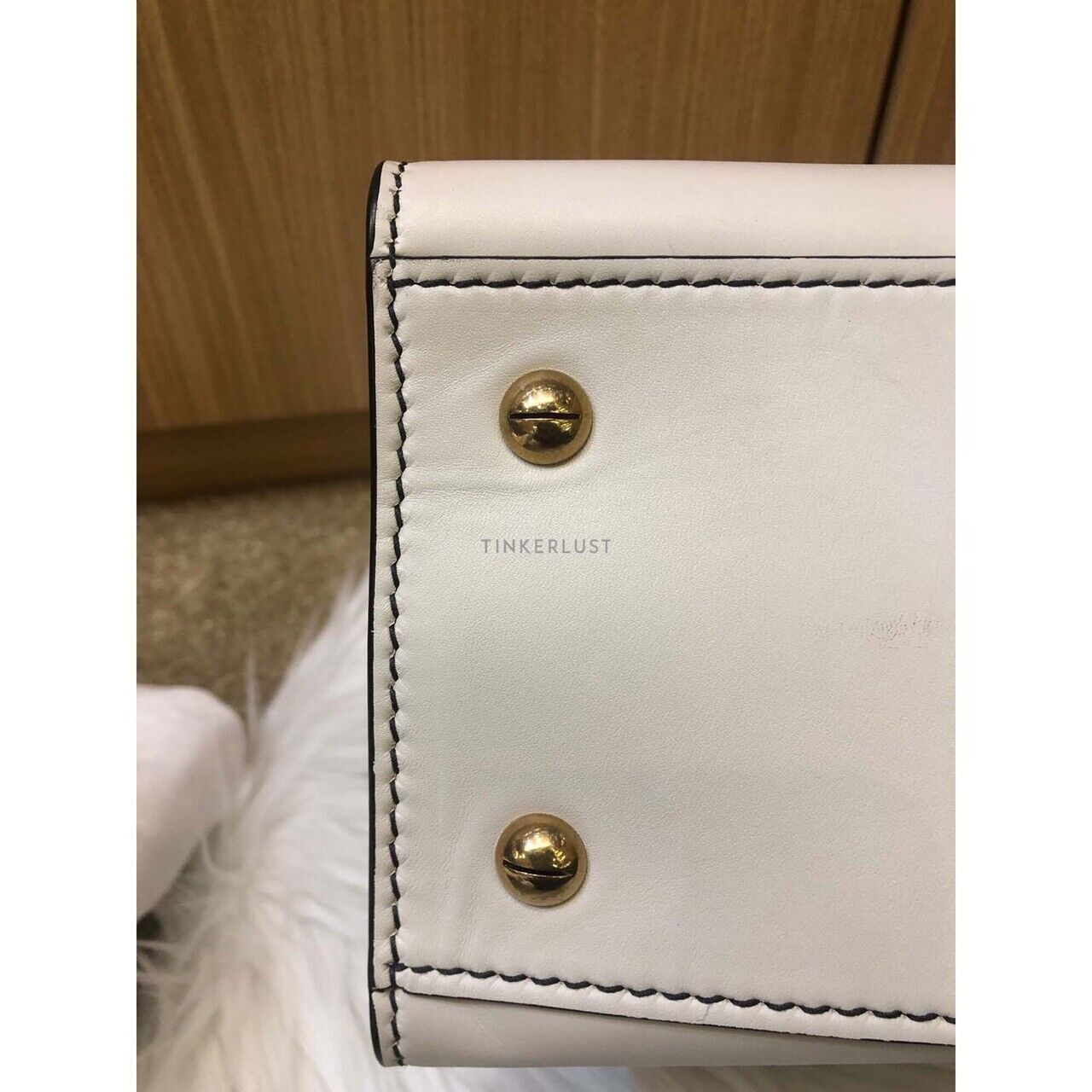 Christian Dior D-Bee White Smooth Leather 2017 Satchel