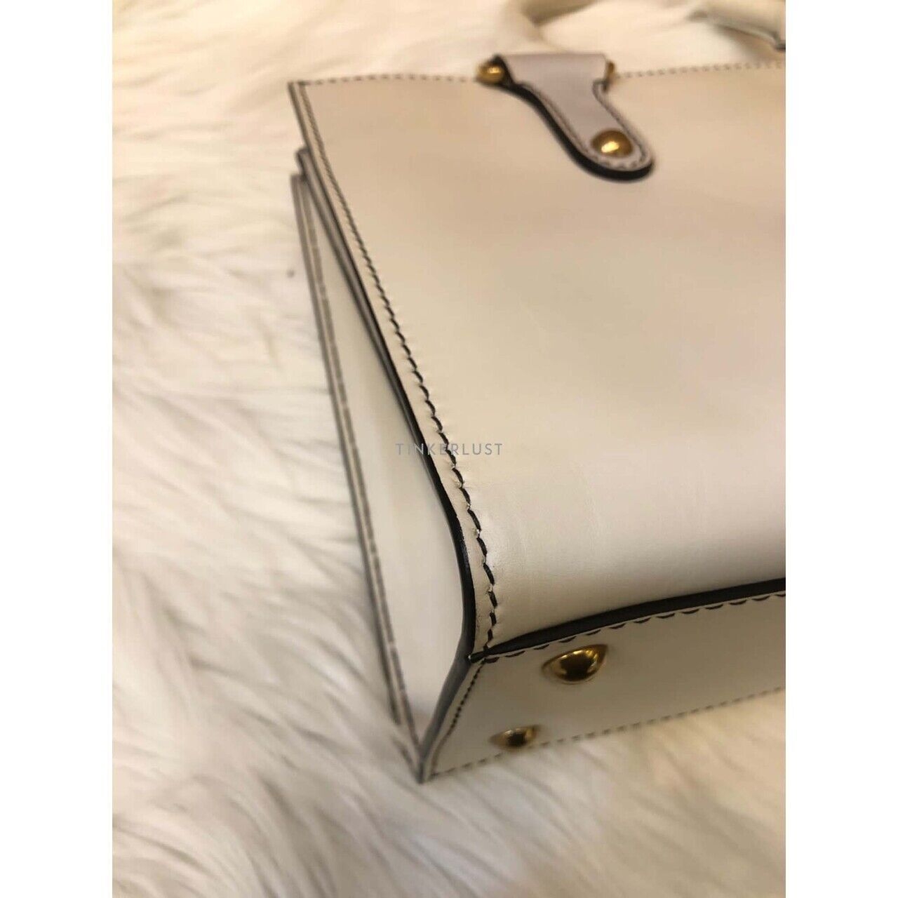 Christian Dior D-Bee White Smooth Leather 2017 Satchel