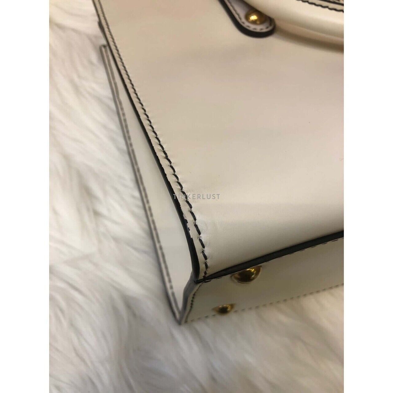 Christian Dior D-Bee White Smooth Leather 2017 Satchel