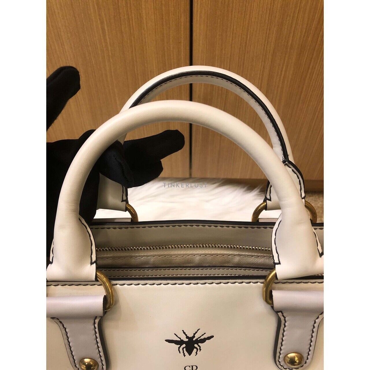 Christian Dior D-Bee White Smooth Leather 2017 Satchel