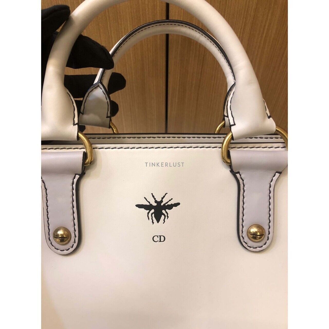 Christian Dior D-Bee White Smooth Leather 2017 Satchel