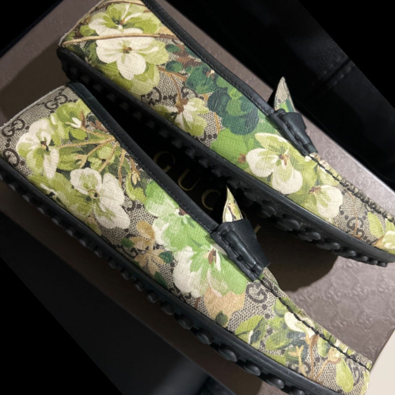 Gucci Brown Floral Loafers