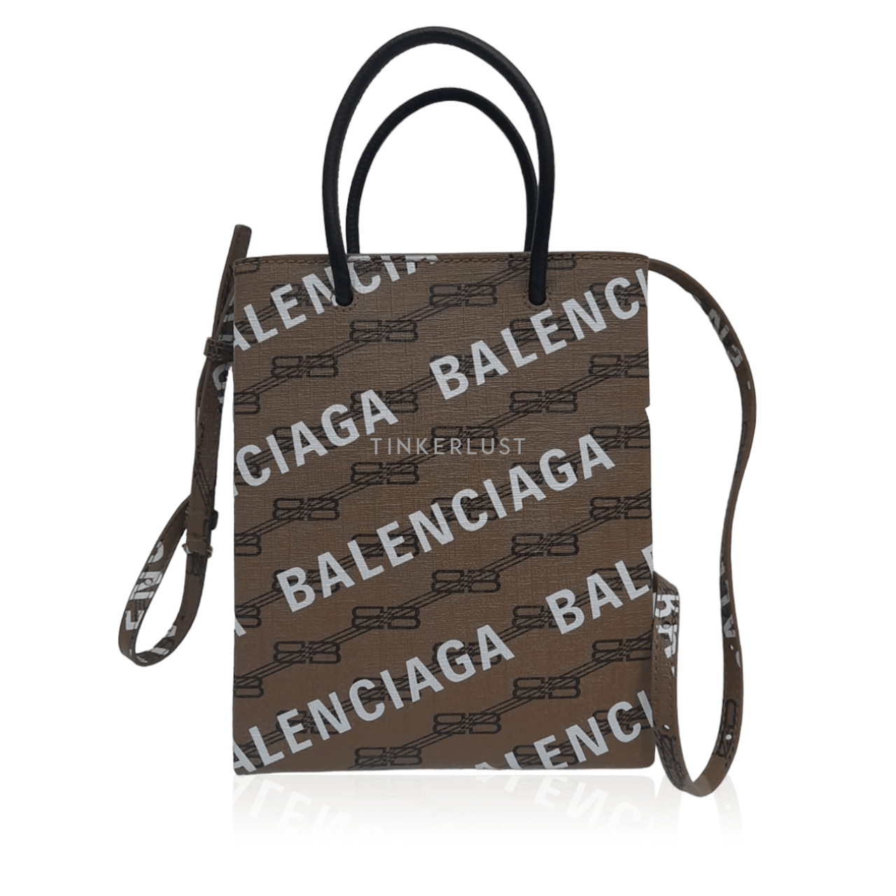 Balenciaga BB Monogram Logo Tote Brown/White