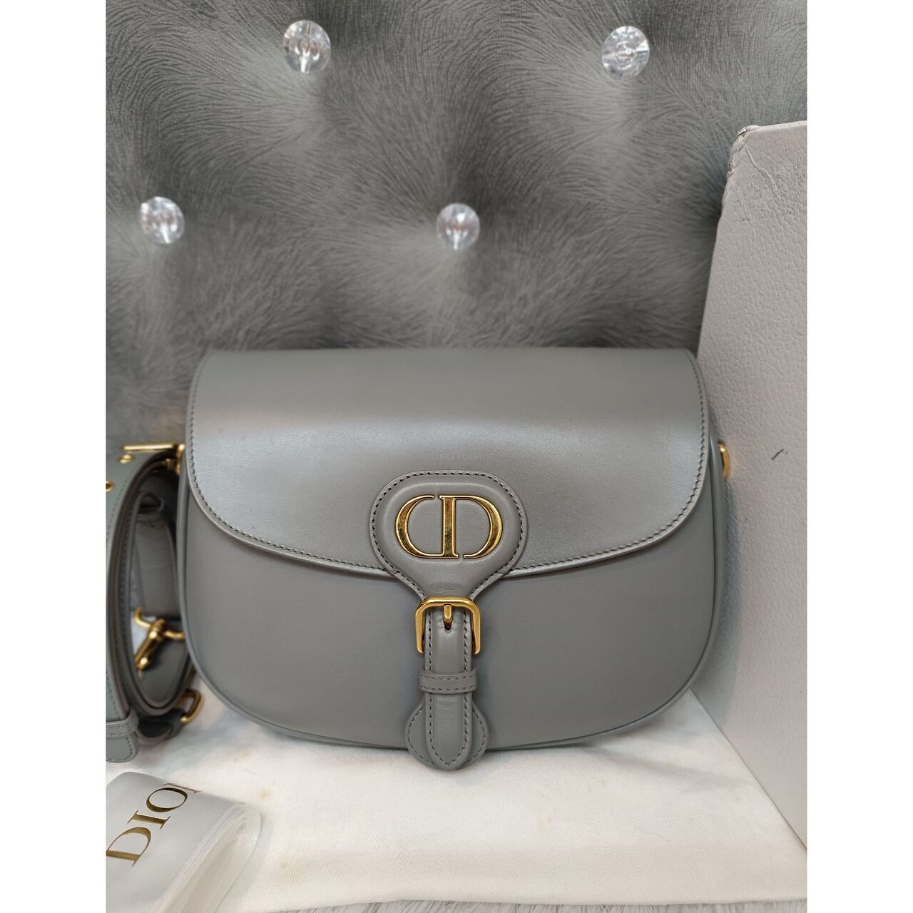 Dior Bobby Medium Grey GHW 2020 Sling Bag