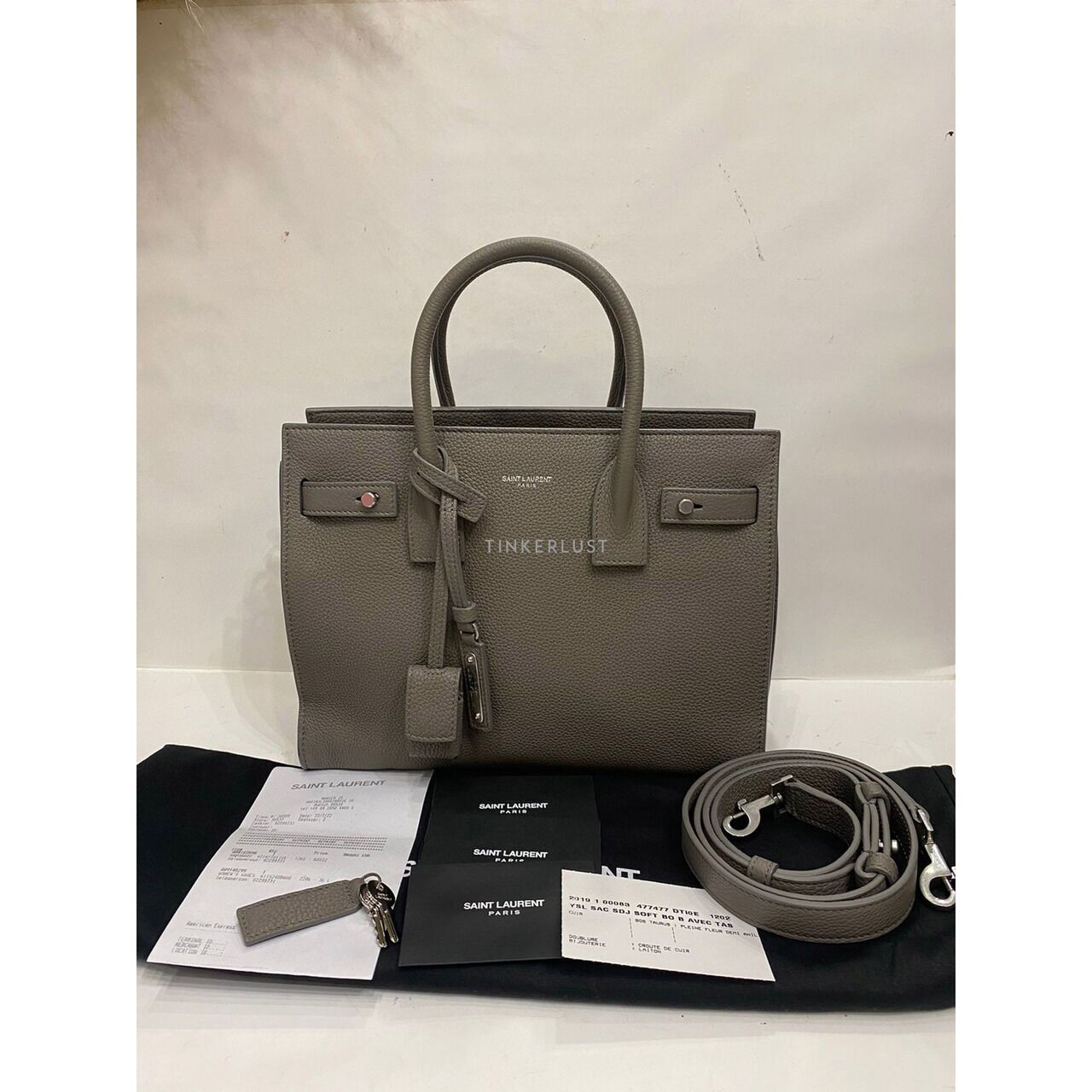 Saint Laurent Sac De Jour Baby Grey Souple Calfskin SHW Satchel