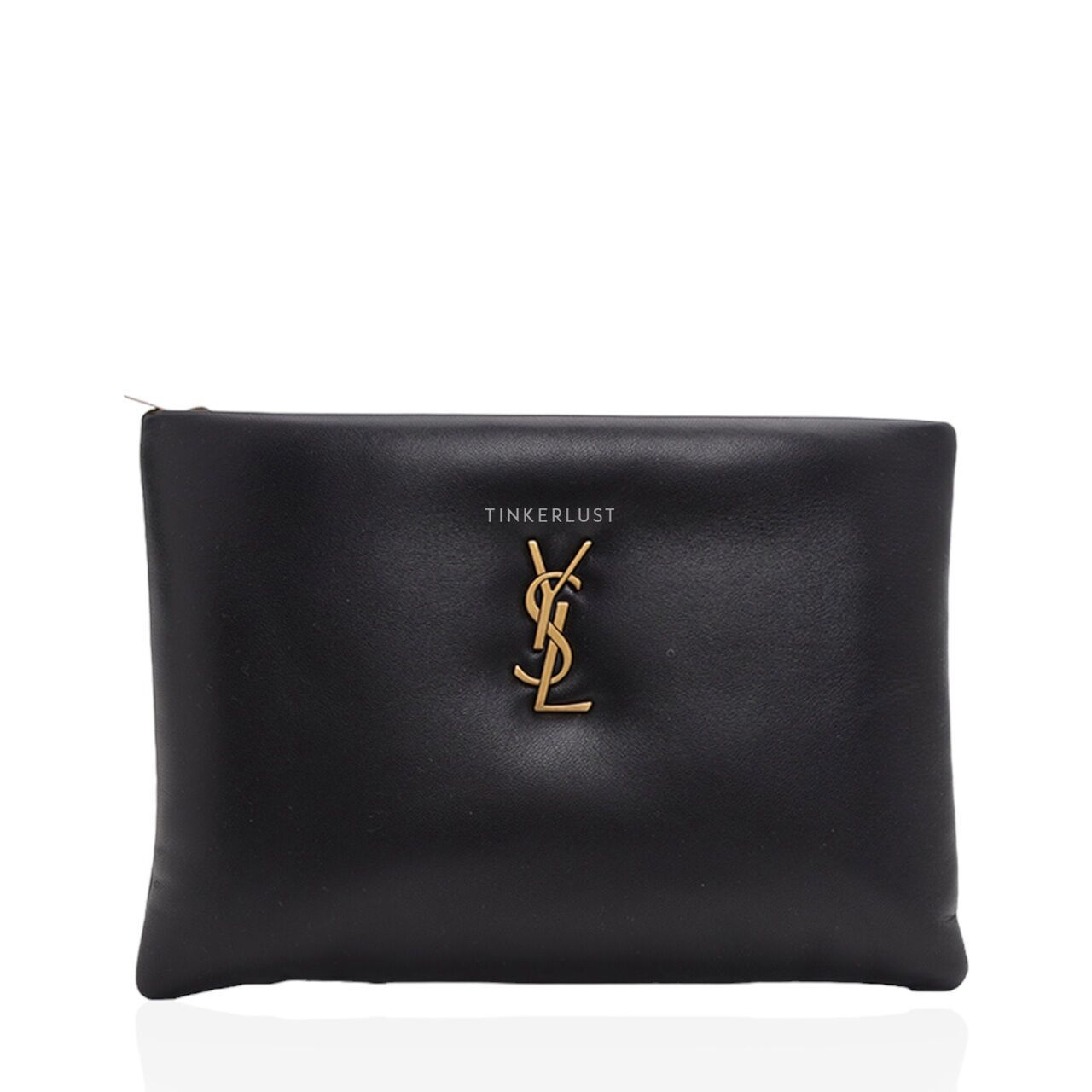 Saint Laurent Small Calypso Zip Pouch in Black Lambskin