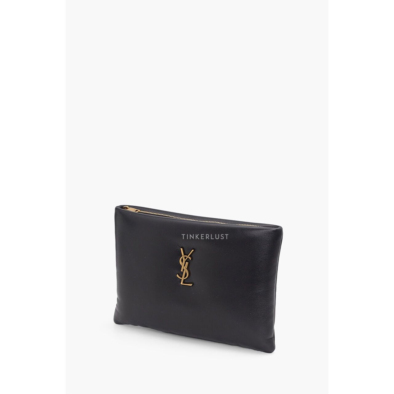 Saint Laurent Small Calypso Zip Pouch in Black Lambskin