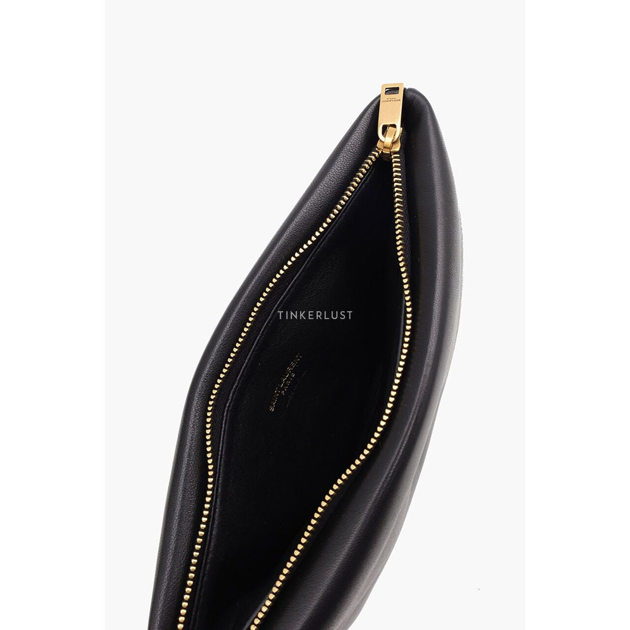 Saint Laurent Small Calypso Zip Pouch in Black Lambskin