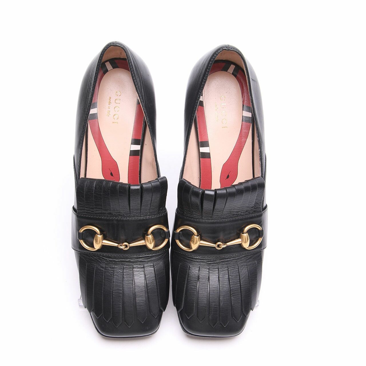 Gucci Malaga Kid Black Mid-Heels Loafers Heels