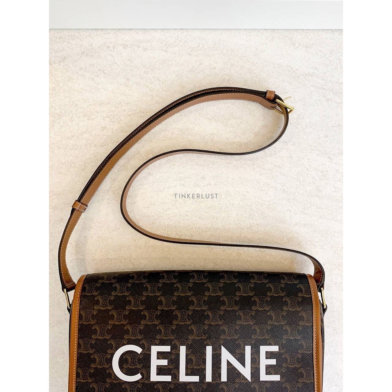 Celine Messenger Folco Bag in Triomphe Canvas 2020 Sling Bag