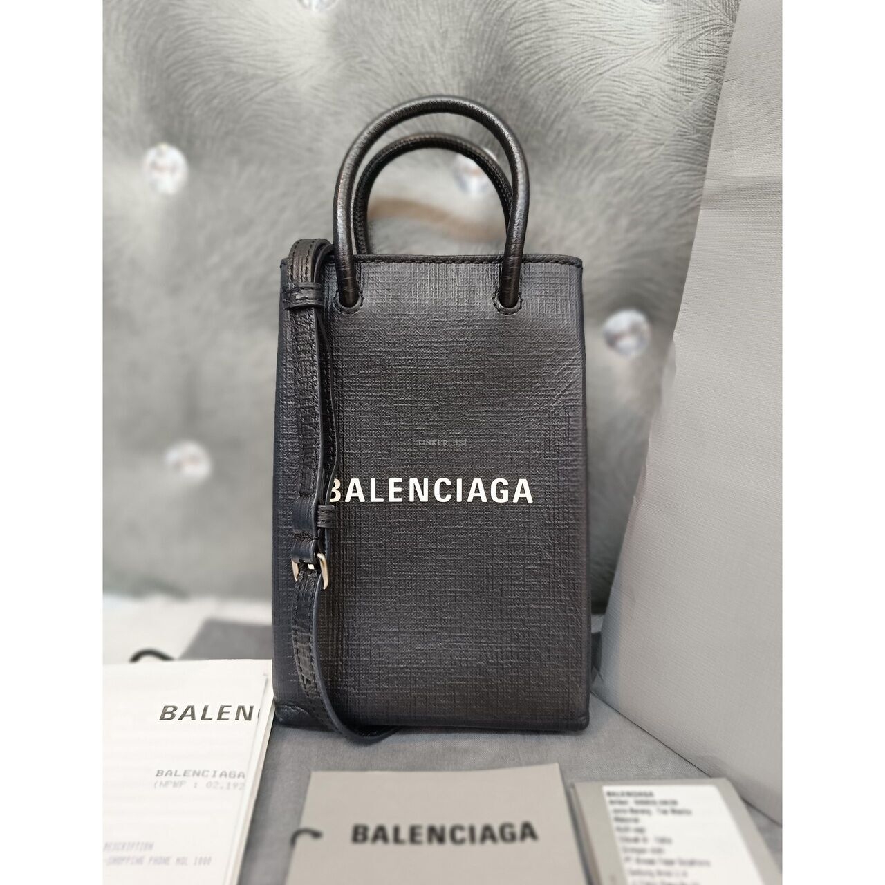 Balenciaga Shopping Phone Holder Black #T 2021 Satchel Bag