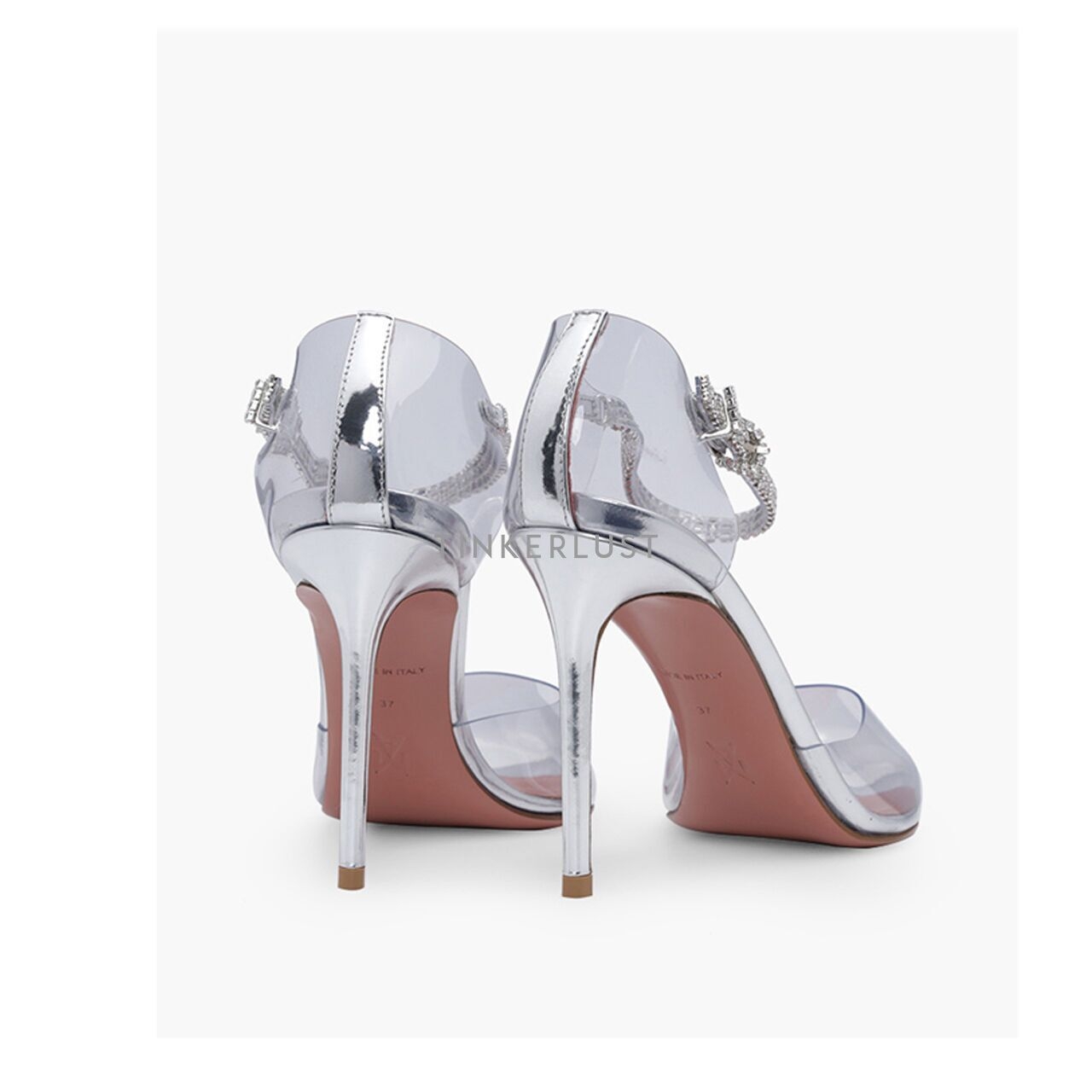 Amina Muaddi Ursina Ankle-Strap Pumps 95mm Transparent Crystals Heels