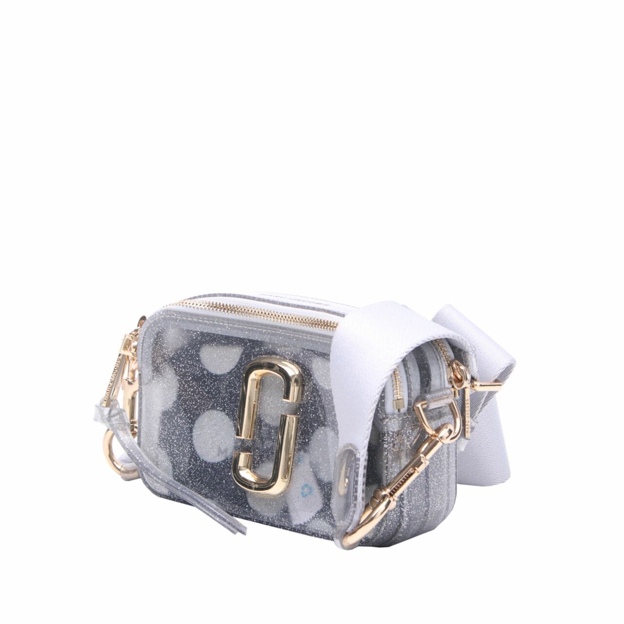 Marc Jacobs Silver Jelly Glitter Snapshot Small Sling Bag