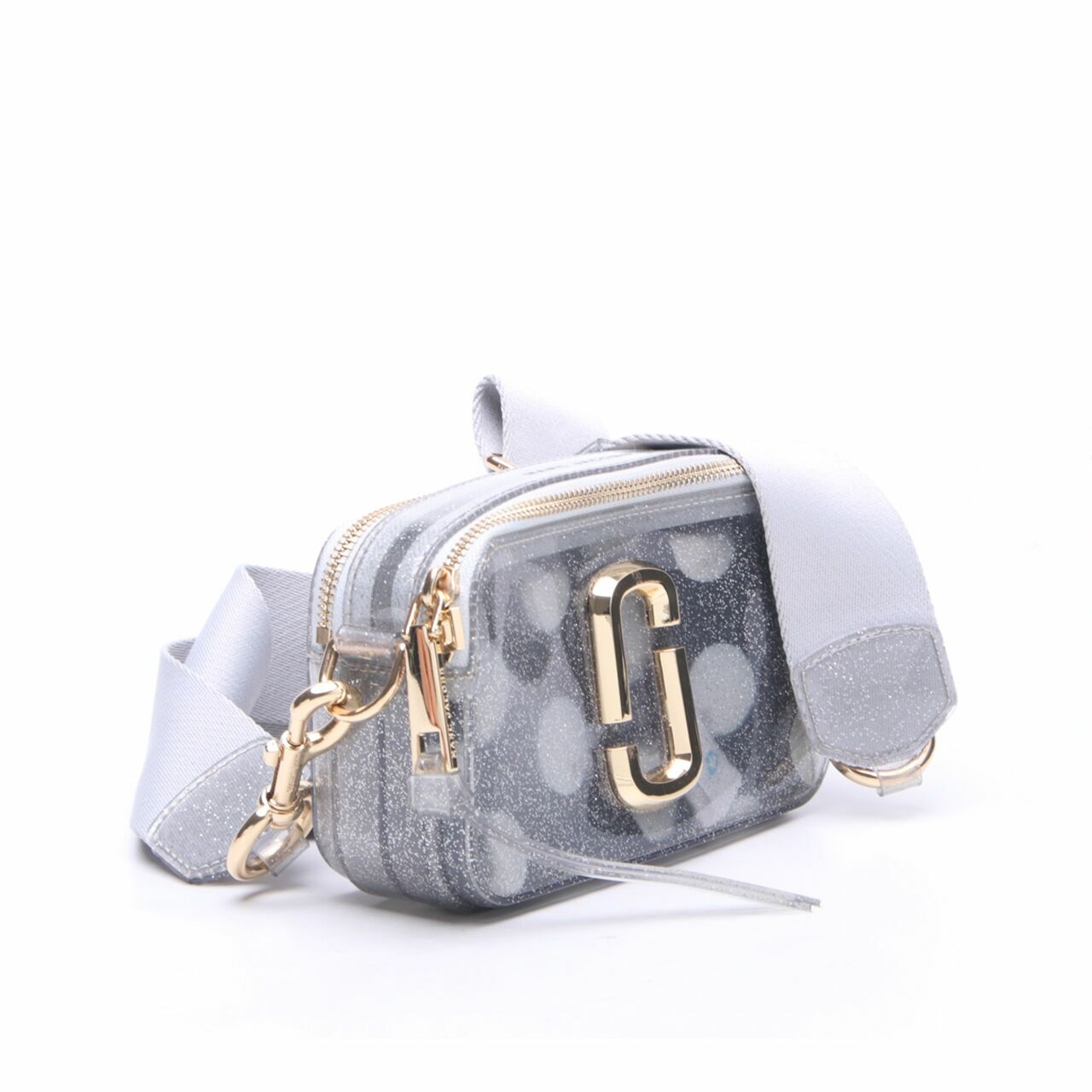 Marc Jacobs Silver Jelly Glitter Snapshot Small Sling Bag