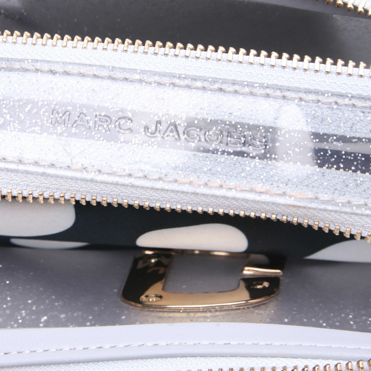 Marc Jacobs Silver Jelly Glitter Snapshot Small Sling Bag