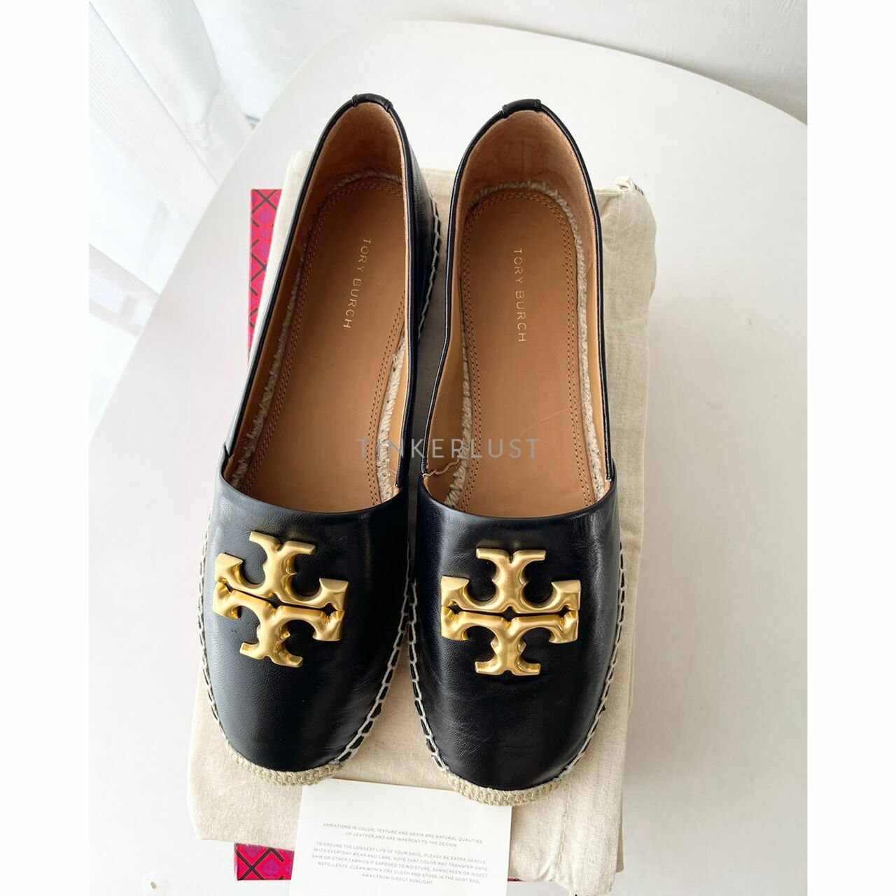 Tory Burch Eleanor Black Gold Espadrilles