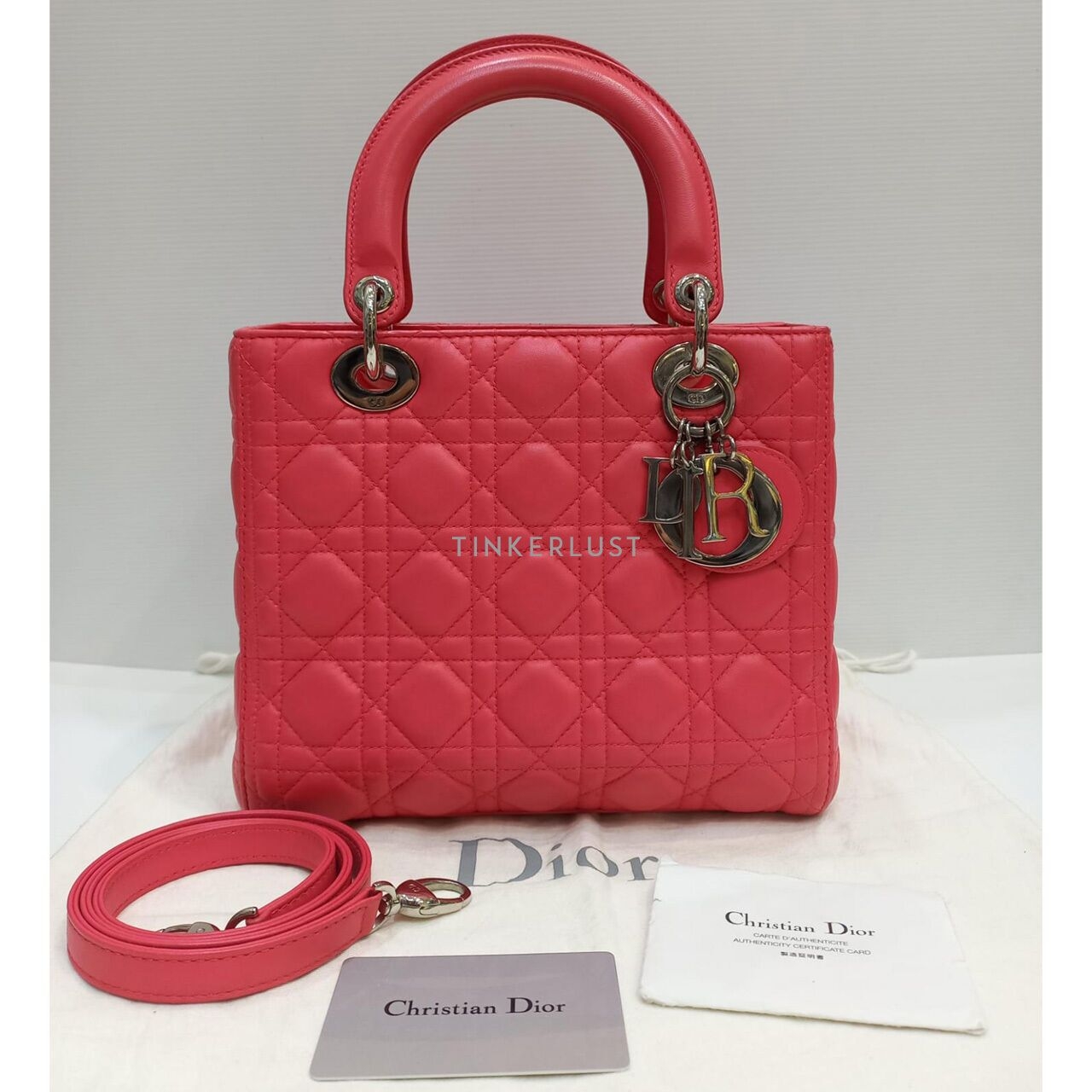 Christian Dior Lady Dior Medium Leather Pink SHW 2014 Satchel