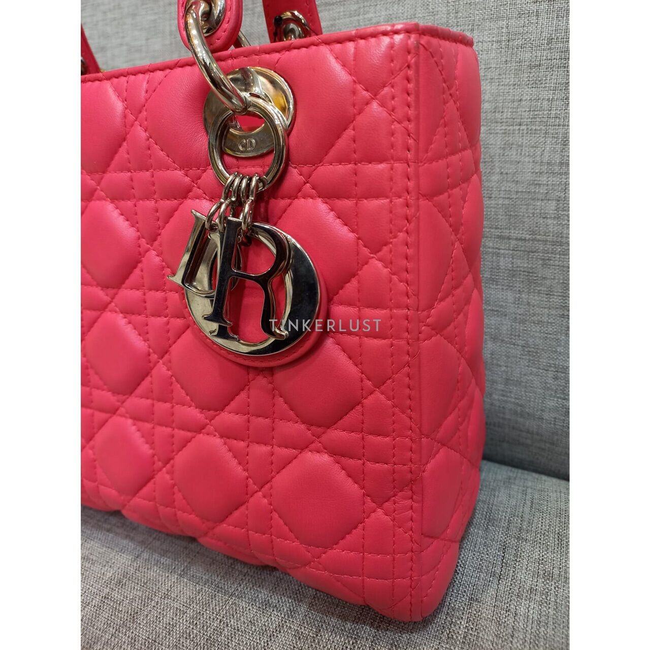 Christian Dior Lady Dior Medium Leather Pink SHW 2014 Satchel