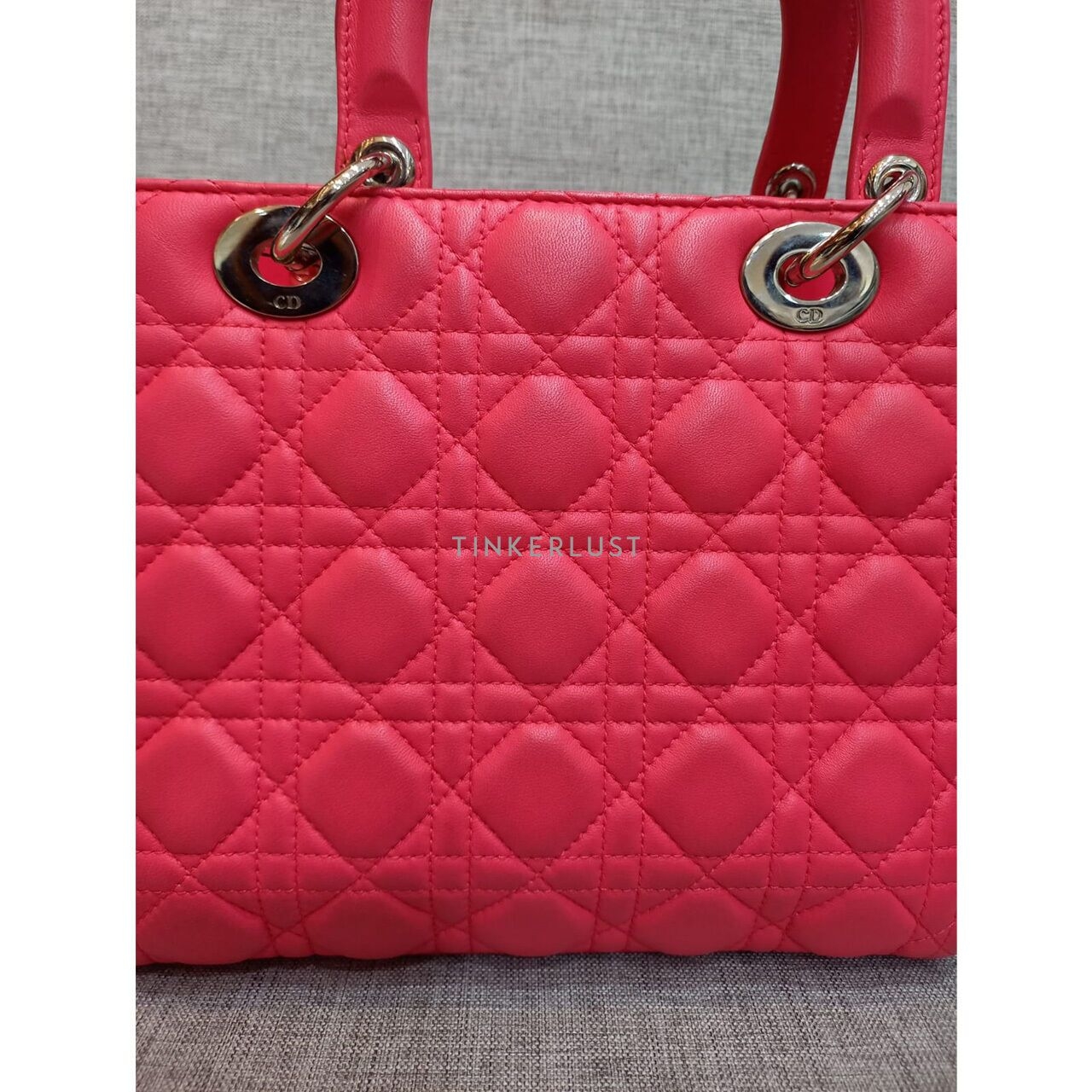 Christian Dior Lady Dior Medium Leather Pink SHW 2014 Satchel