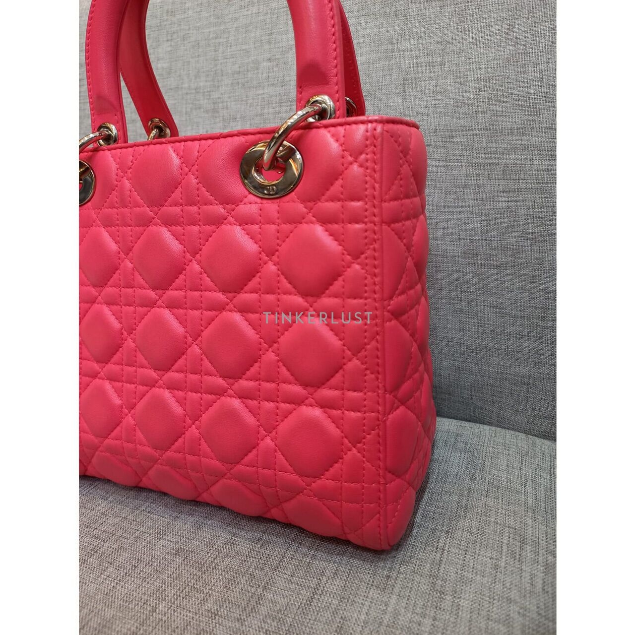 Christian Dior Lady Dior Medium Leather Pink SHW 2014 Satchel