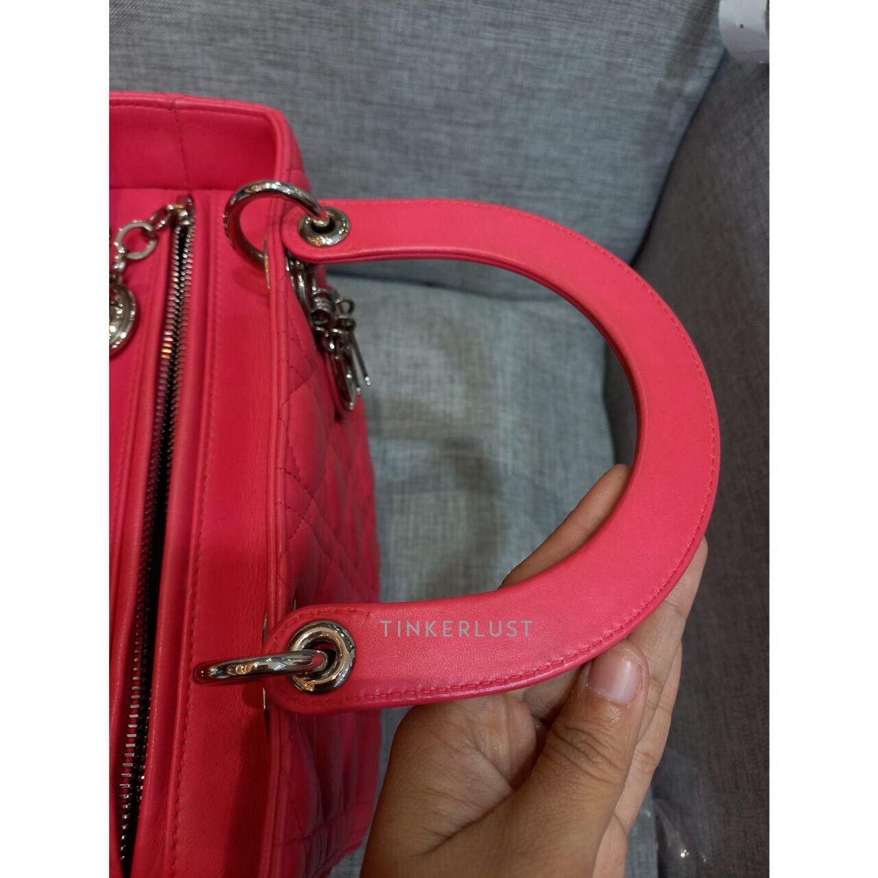 Christian Dior Lady Dior Medium Leather Pink SHW 2014 Satchel