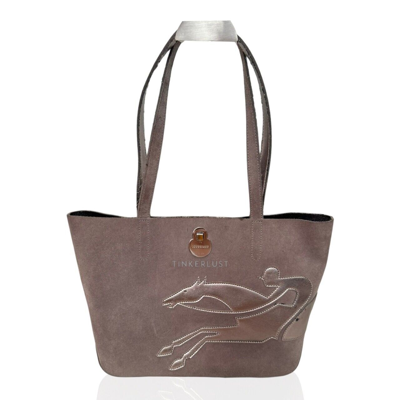 Longchamp Donna Grey Suede Totebag