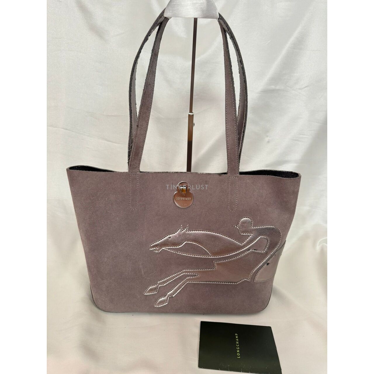 Longchamp Donna Grey Suede Totebag