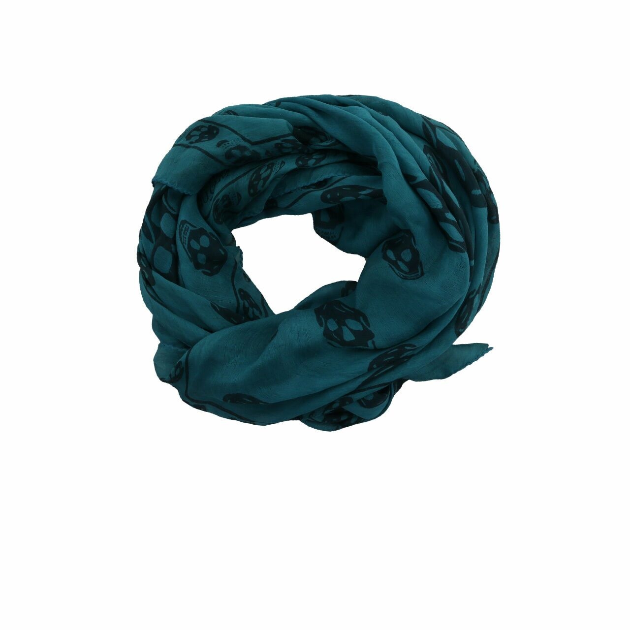 Alexander Mcqueen Green Tosca Skull Scarf