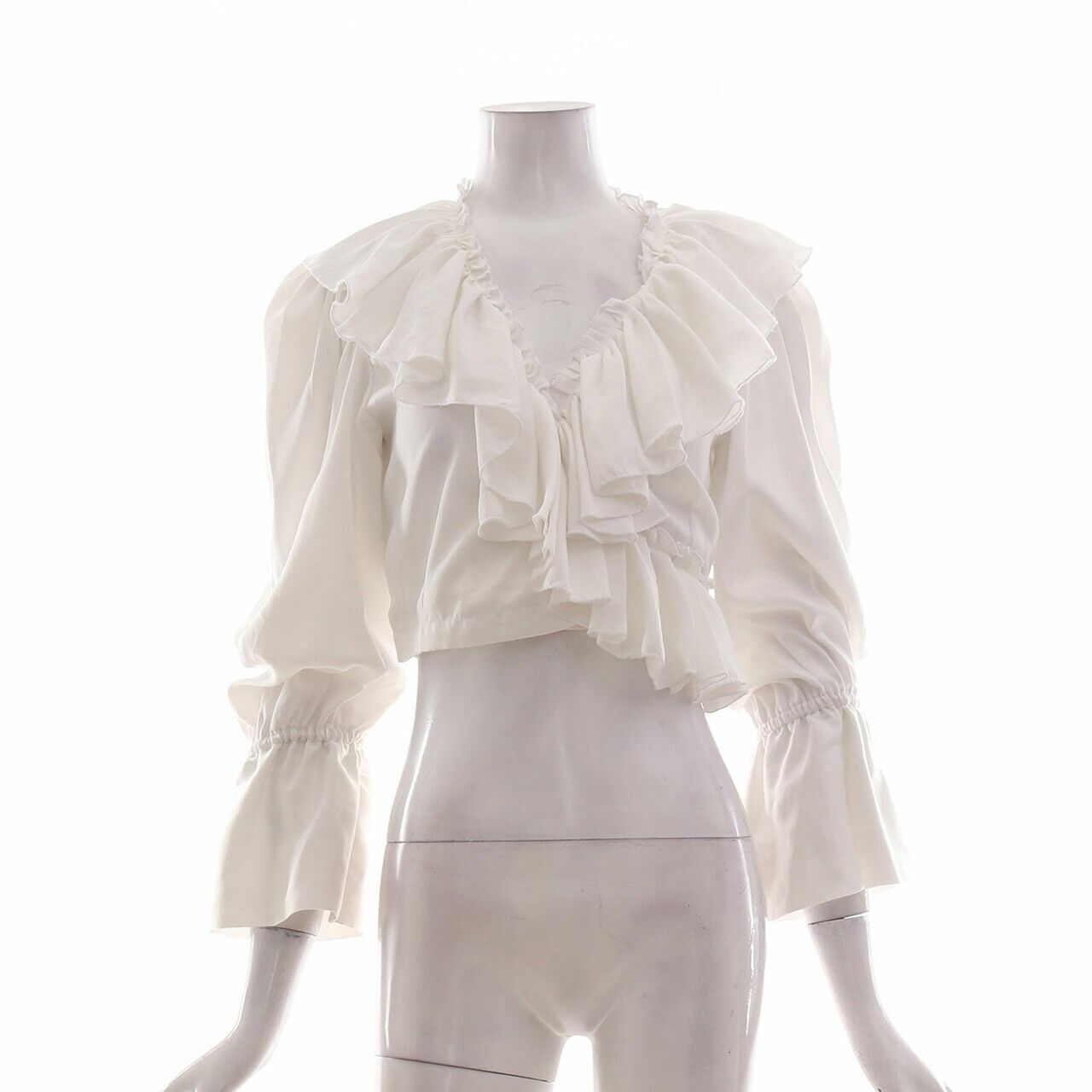 Private Collection White Wrap Ruffle Blouse