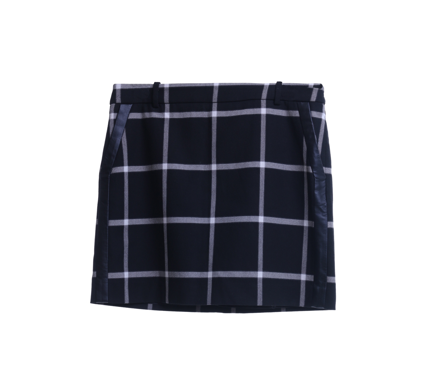 Mango Black And White Plaid Mini Skirt