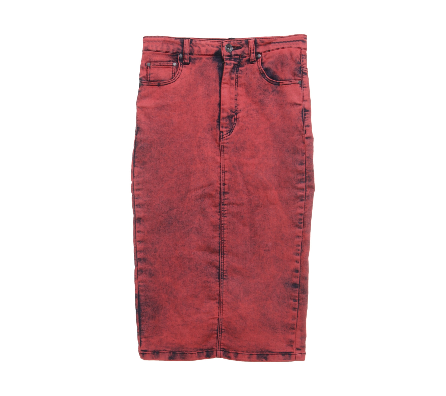 Zara Red Washed Midi Skirt