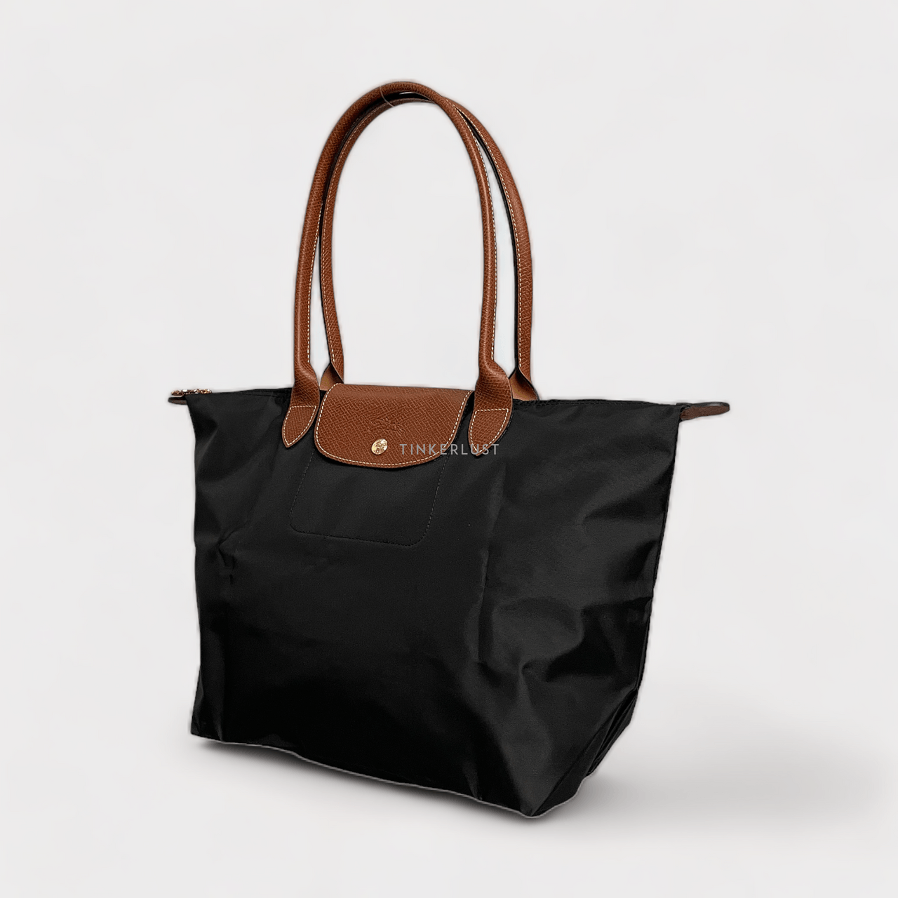 Longchamp Le Pliage Large Long Handle Noir Tote Bag