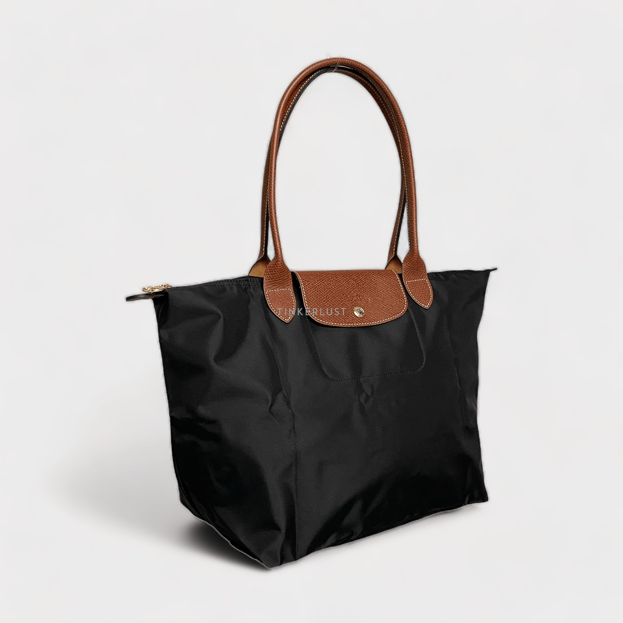 Longchamp Le Pliage Large Long Handle Noir Tote Bag