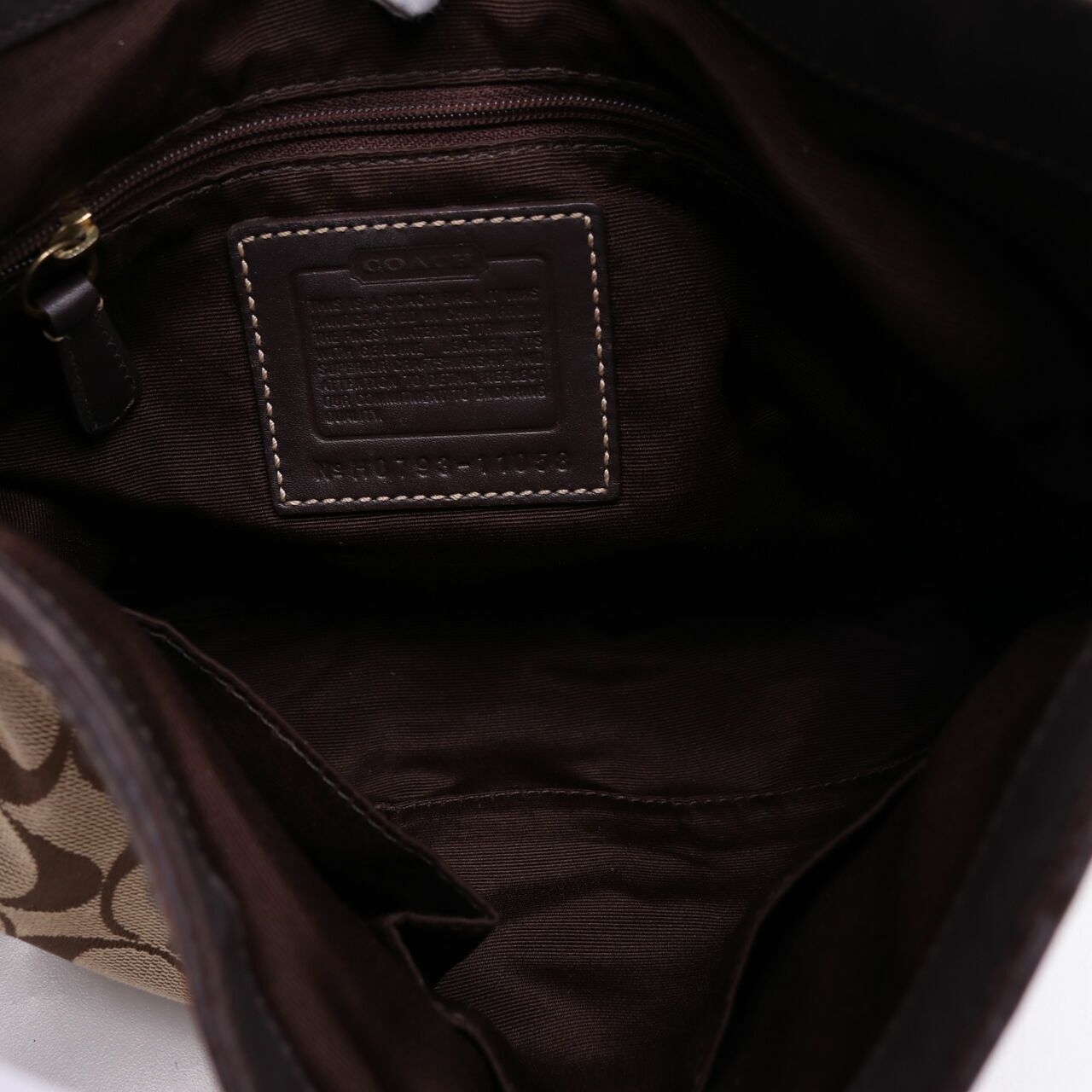 Coach Hampton Canvas Brown Shoulder Bag