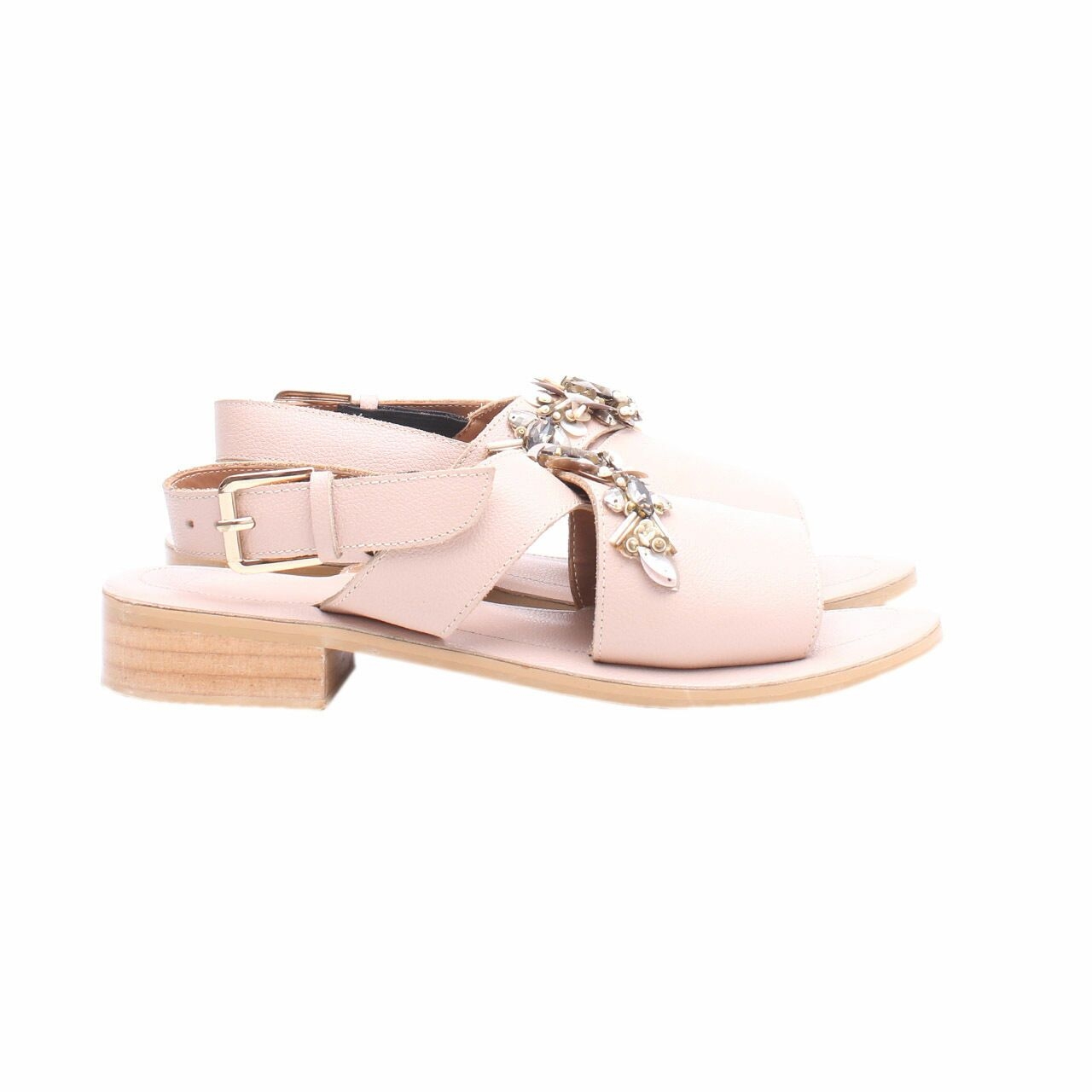 Pvra Nude Sequin Back Strap Sandals