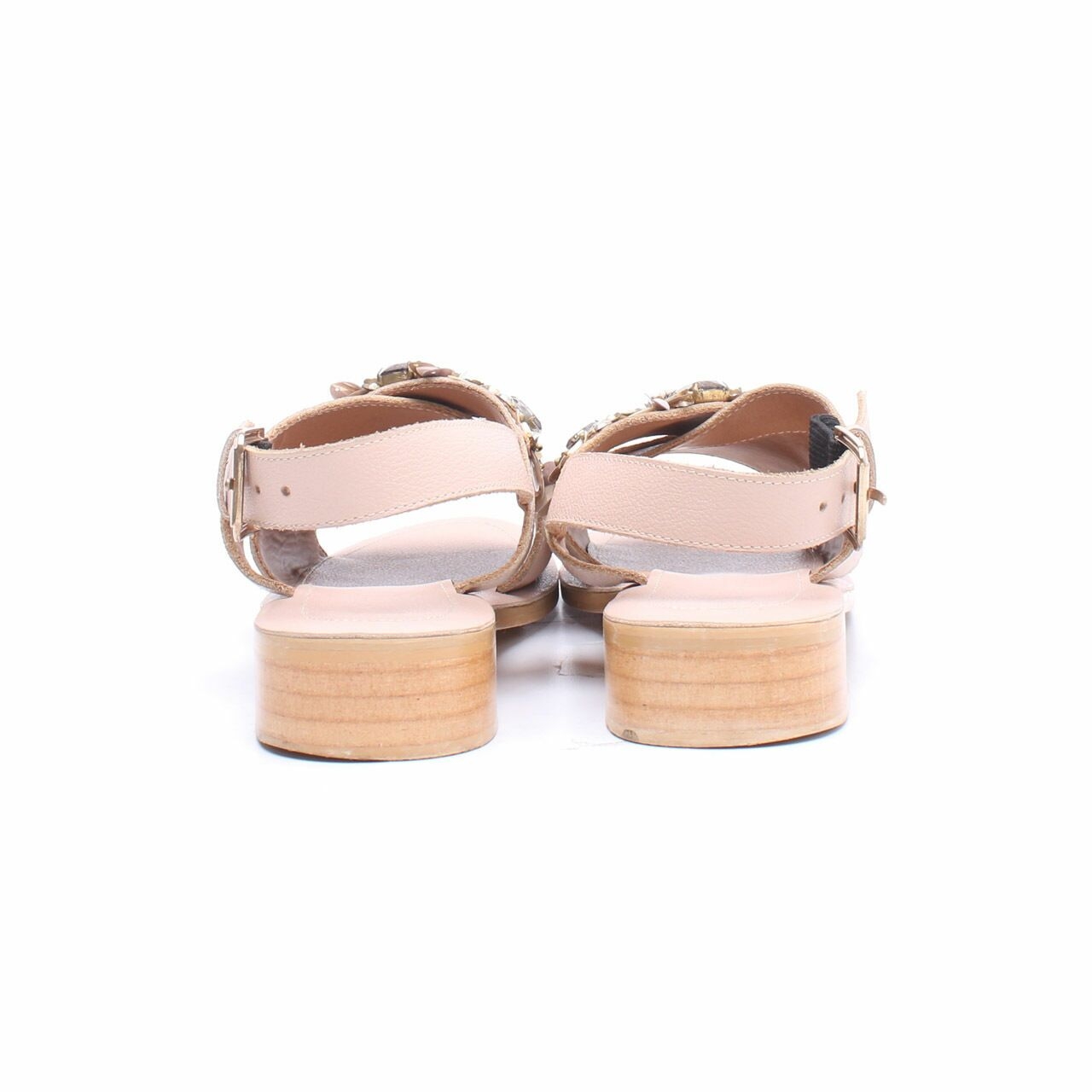 Pvra Nude Sequin Back Strap Sandals