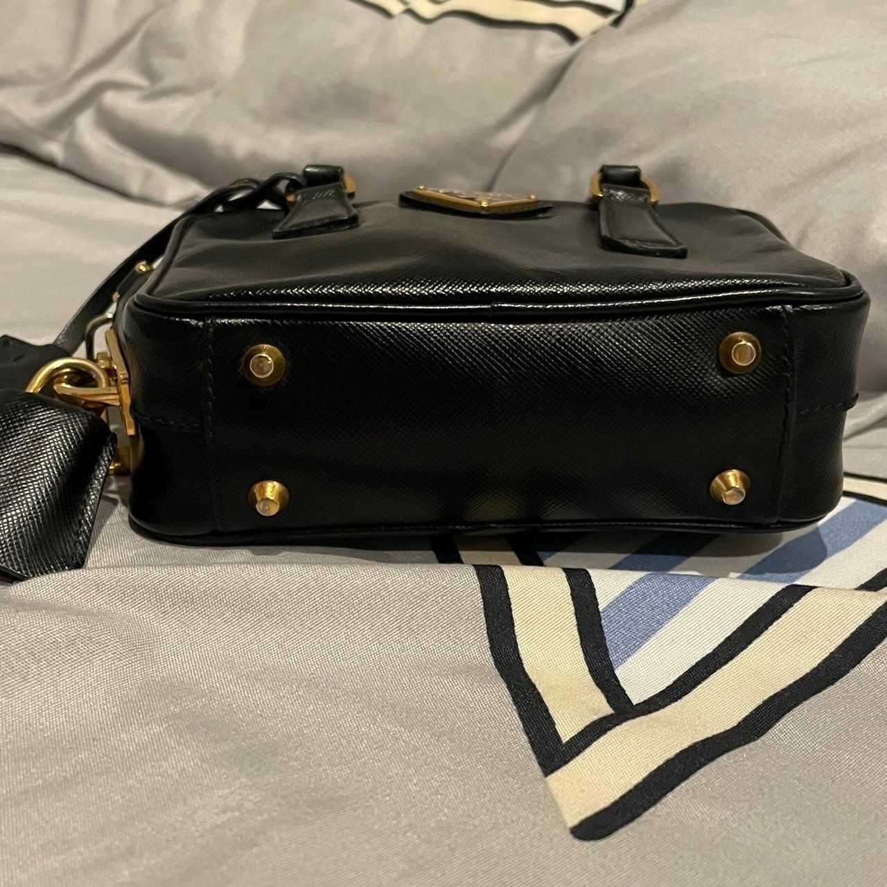 Prada Mini Black Bauletto in Saffiano Leather